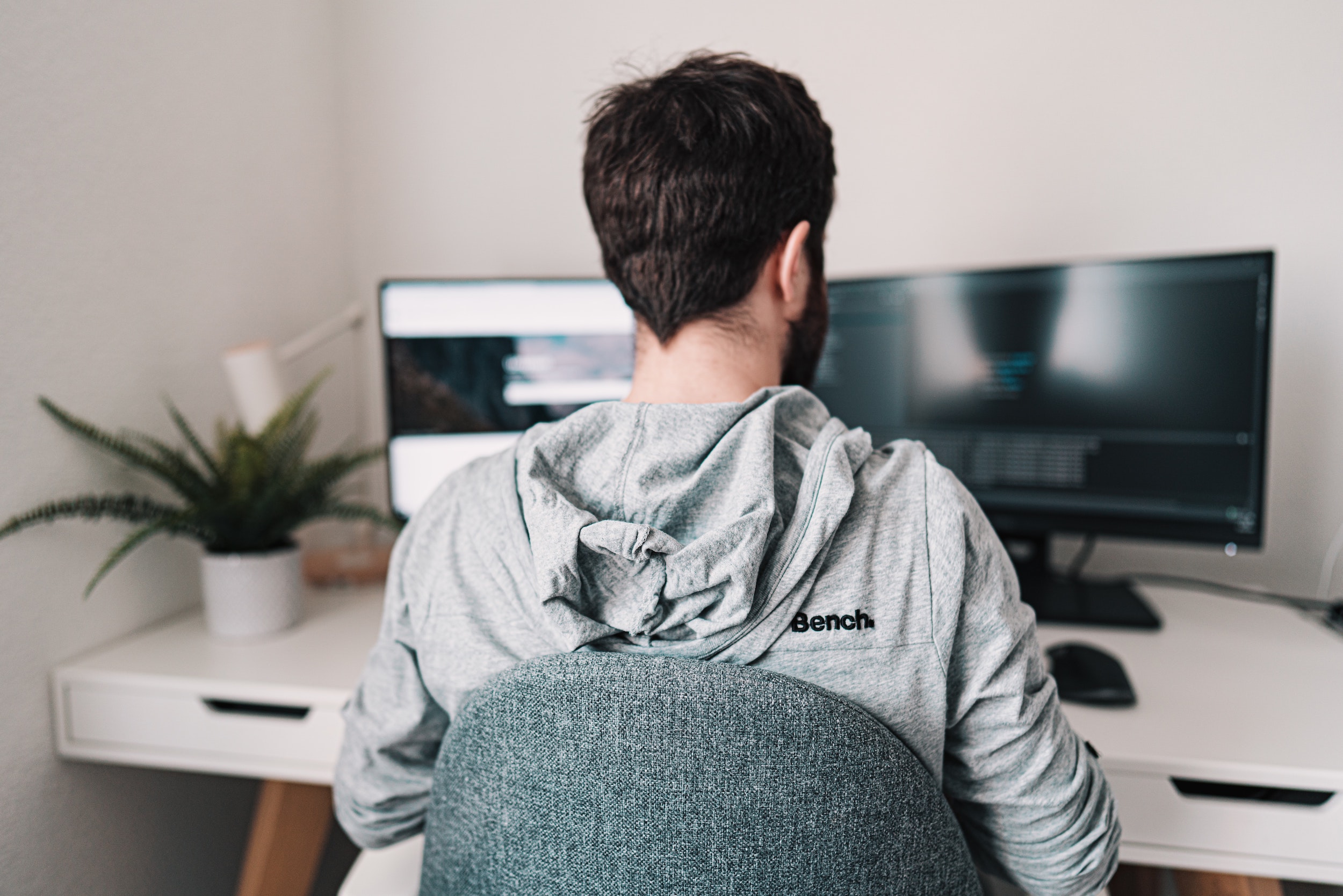 man on computer