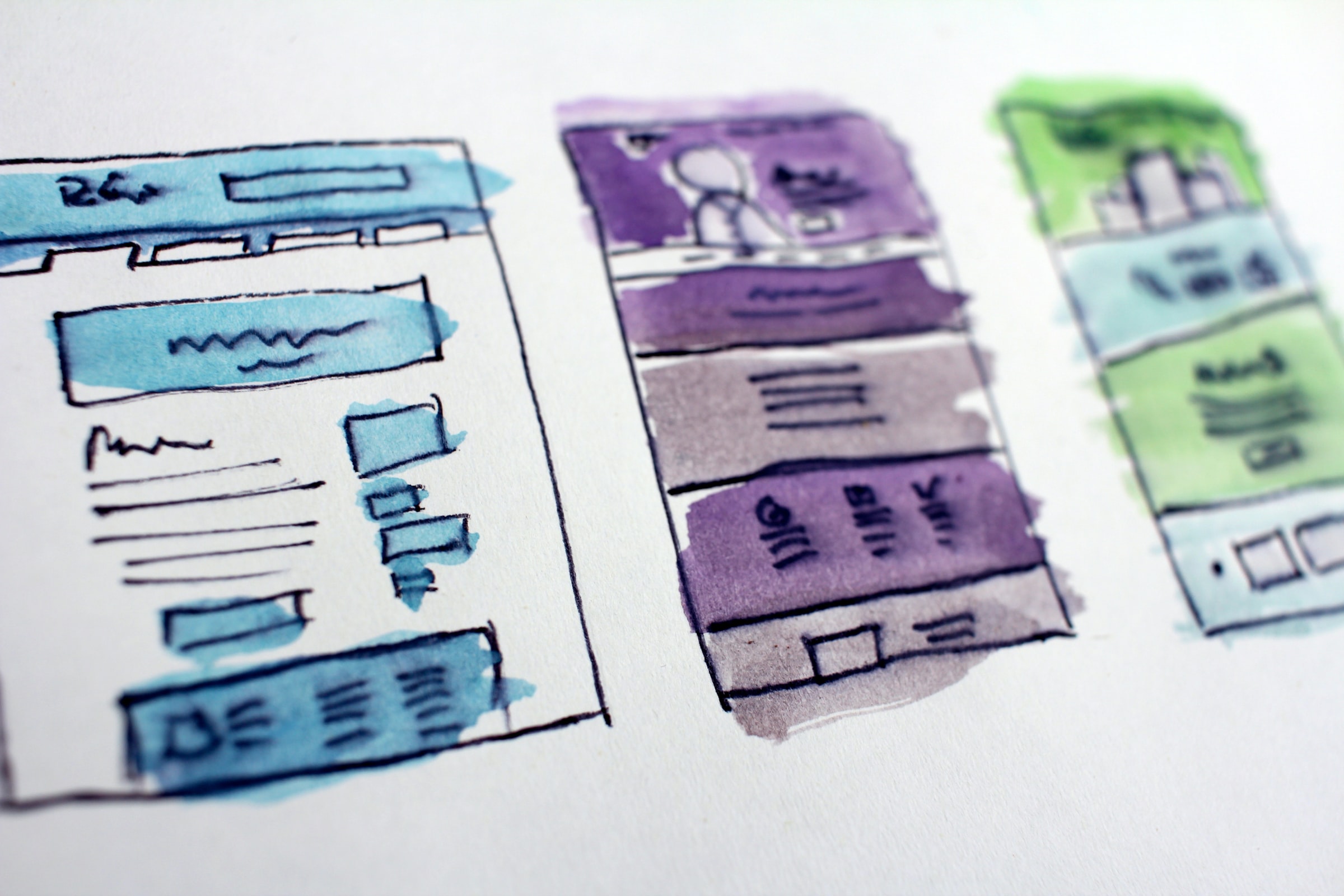 website sketches with marker