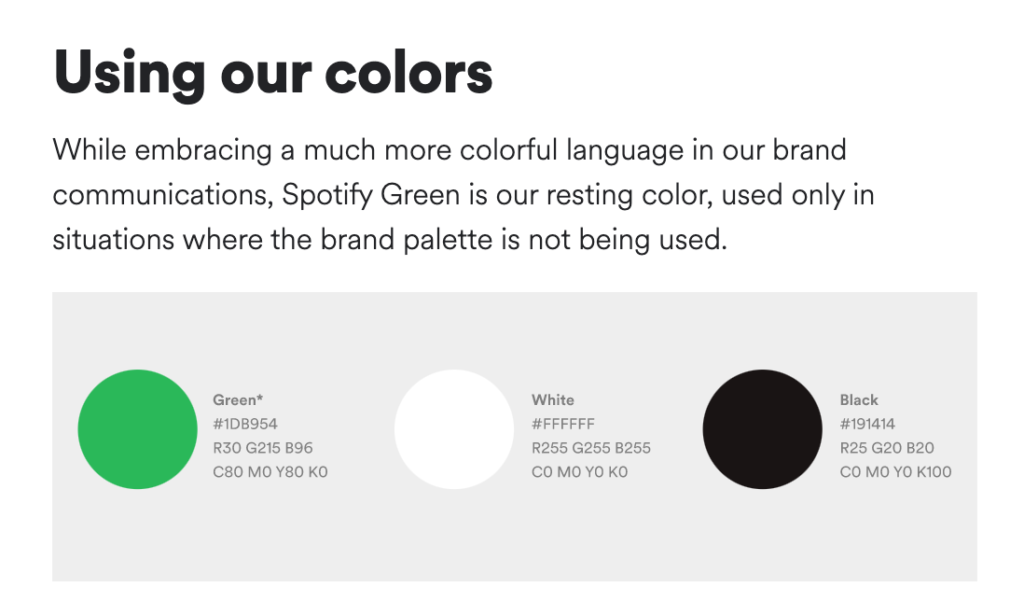 Spotify Brand Color Palette Screenshot