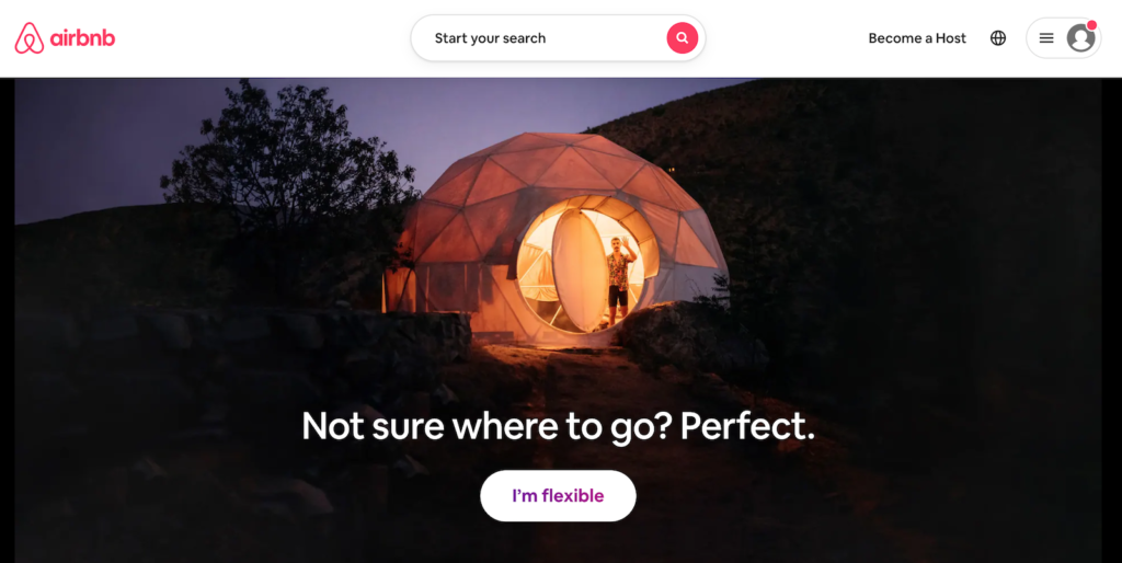 airbnb homepage screenshot